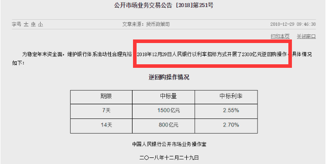 央行：12月开展了14000亿元买断式逆回购操作|界面新闻 · 快讯